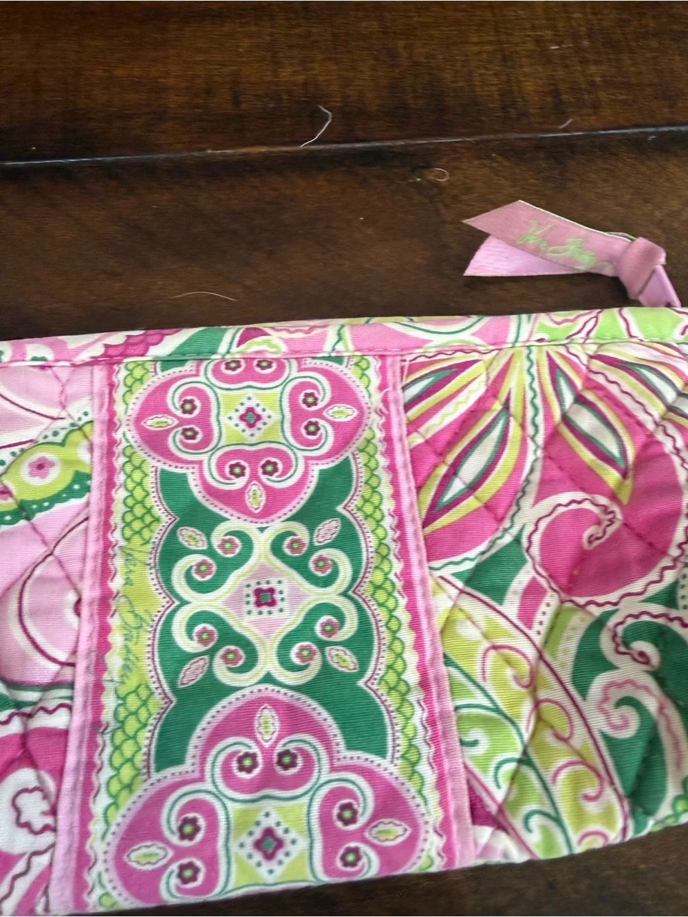 Vera Bradley Quilted Paisley Cosmetic Bag in Pink & Green
